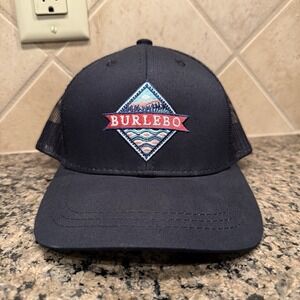 Burlebo Snap Back Trucker Hat Men's Black Mesh‎ Embroidered Outdoors Mountains